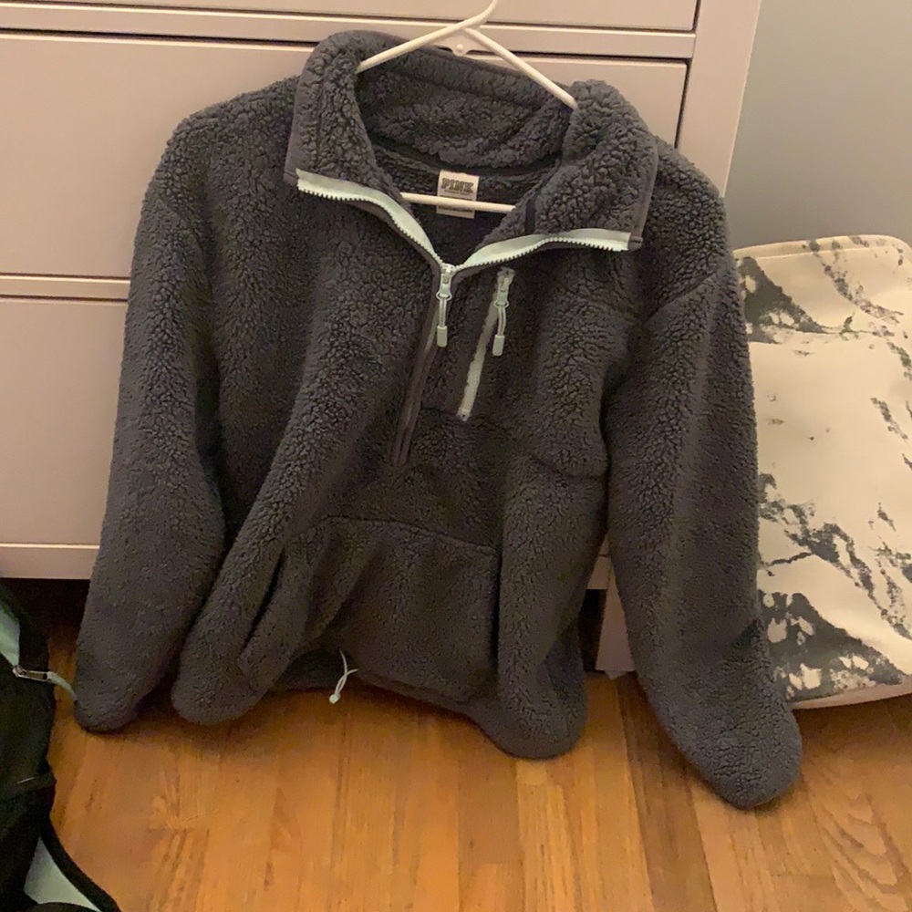 grey quarter zip teal lining from Pink